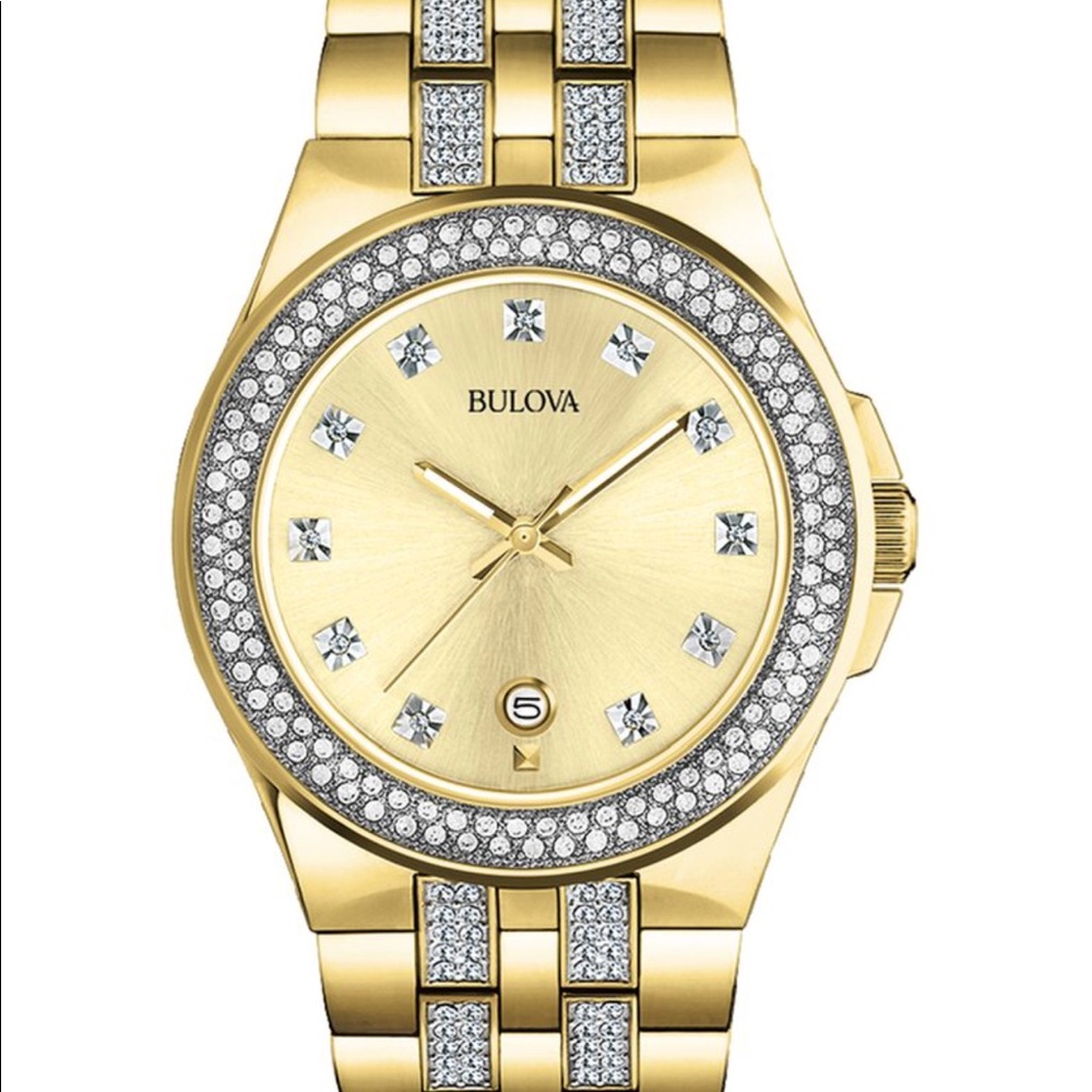 💥FLASH SALE💥Gold Bulova Swarovski Crystal Watch